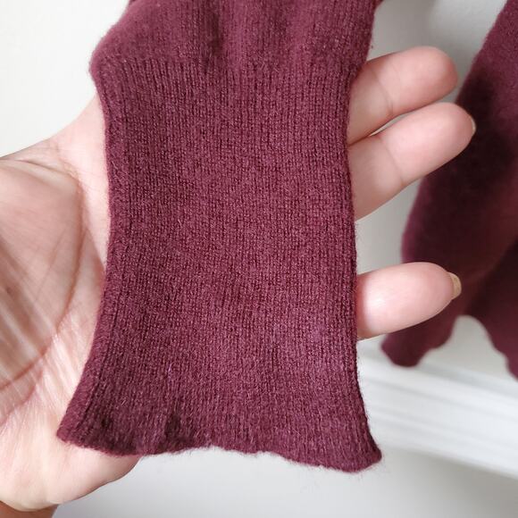 Autumn Cashmere Maroon Cut Out V Neck Sweater XS Cozy Minimalist Modern Scandi - Picture 7 of 15